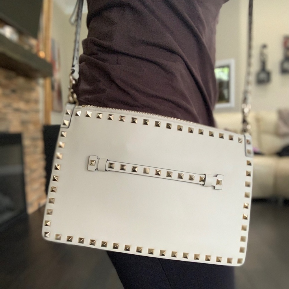 Valentino ivory/white/nude crossbody rockstud bag